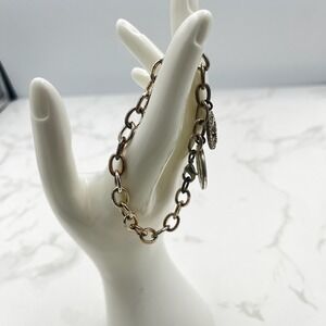 Vintage‎ Vintage-Style Chunky Silver & Gold Tone Chain Charm Bracelet